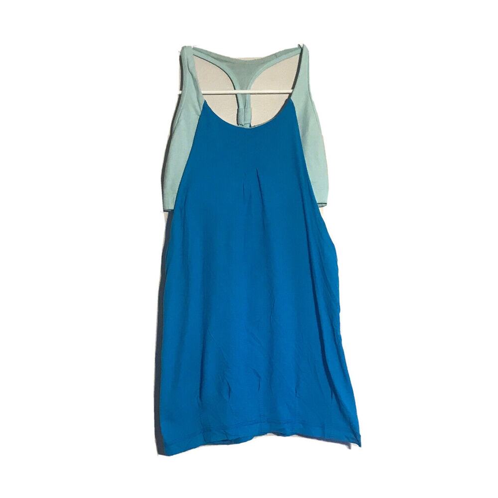 Lululelmon Racerback Tank Top Shelf Bra Blue Green practice freely no limits s 4